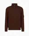Giorgio Armani Neve Mock-neck Jumper In Wool And Cashmere In Brown