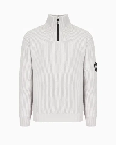 Giorgio Armani Neve Mock-neck Jumper In Wool And Cashmere In Grey