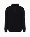 Giorgio Armani Navy Half-zip Sweater In Navy Blue