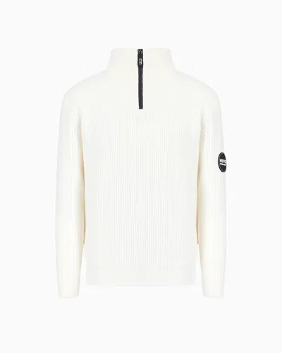 Giorgio Armani Neve Mock-neck Jumper In Wool And Cashmere In White