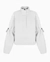 Giorgio Armani Neve Mock-neck Sweatshirt In Fleece-effect Jersey Made Of Virgin Wool And Cashmere In White