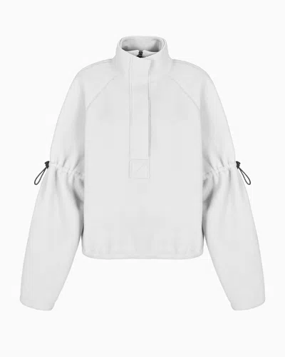 Giorgio Armani Neve Mock-neck Sweatshirt In Fleece-effect Jersey Made Of Virgin Wool And Cashmere In White