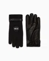 Giorgio Armani Neve Nappa-leather And Technical Nylon Gloves In Black