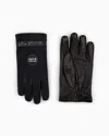 Giorgio Armani Neve Nappa-leather And Technical Nylon Gloves In Blue