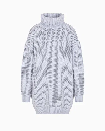 Giorgio Armani Neve Oversized Mock-neck Jumper In A Blend Of Cashmere And Virgin Wool In Gray