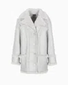 Giorgio Armani Neve Pea Coat In A Laminated Cashmere, Alpaca And Silk Blend In Silver