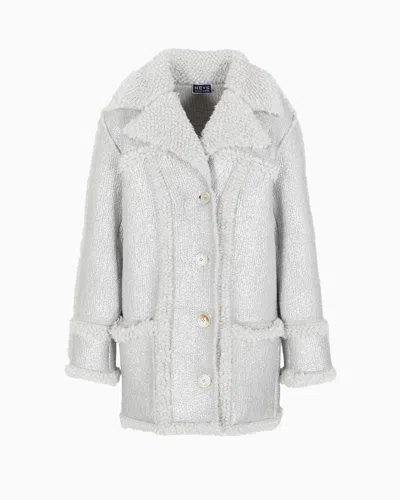 Giorgio Armani Neve Pea Coat In A Laminated Cashmere, Alpaca And Silk Blend In Gray