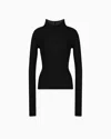 Giorgio Armani Neve Ribbed Cashmere Mock-neck Jumper In Black