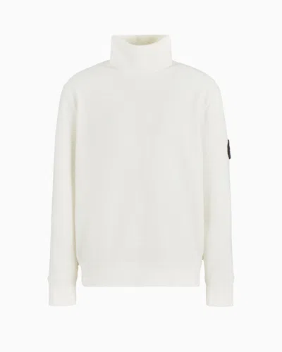 Giorgio Armani Neve Ribbed Cotton And Cashmere Mock-neck Jumper In White