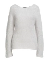 Giorgio Armani Neve Woman Sweater Light Grey Size 8 Mohair Wool, Alpaca Wool, Polyamide In Gray
