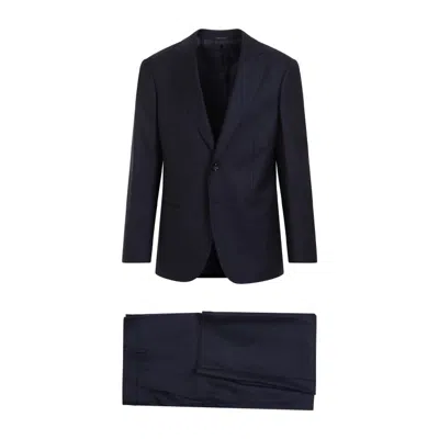 Giorgio Armani Night Sky Blue Virgin Wool Suit In Black