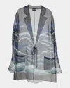 Giorgio Armani Abstract-print Silk Blouse In Solid Black
