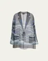 Giorgio Armani Abstract-print Silk Blouse In Solid Black