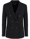 Giorgio Armani Double-breasted Tailored Blazer With Notched Lapel In Black