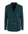 Giorgio Armani Double-breasted Stretch Wool Blazer Jacket In Green