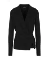 Giorgio Armani Notched-lapels Wrapped Blazer In Black