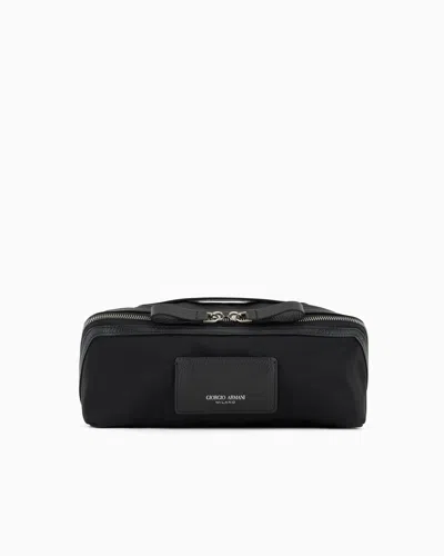 GIORGIO ARMANI NYLON AND LEATHER WASHBAG