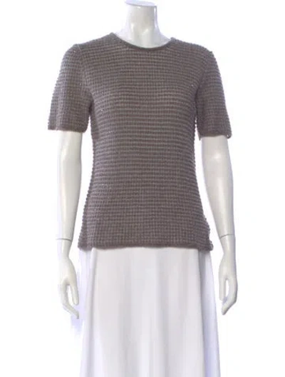 Pre-owned Giorgio Armani Nylon Plaid Print Sweater In Gray