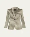 Giorgio Armani Ombre Satin Single-breasted Blazer In Brown