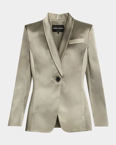 GIORGIO ARMANI OMBRE SATIN SINGLE-BREASTED BLAZER