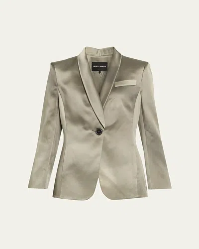 Giorgio Armani Ombre Satin Single-breasted Blazer In Green