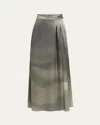 Giorgio Armani Ombre Silk Maxi Wrap Skirt