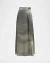 Giorgio Armani Ombre Silk Maxi Wrap Skirt In Green