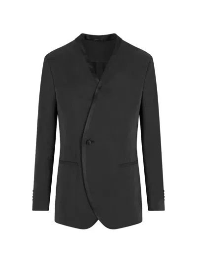 Giorgio Armani Upton Tuxedo Jacket Long Sleeves Lapel In Black