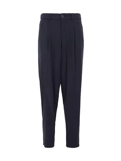 Giorgio Armani One Pence Trousers In Blue