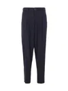 Giorgio Armani Tapered Wool Trousers In Blue
