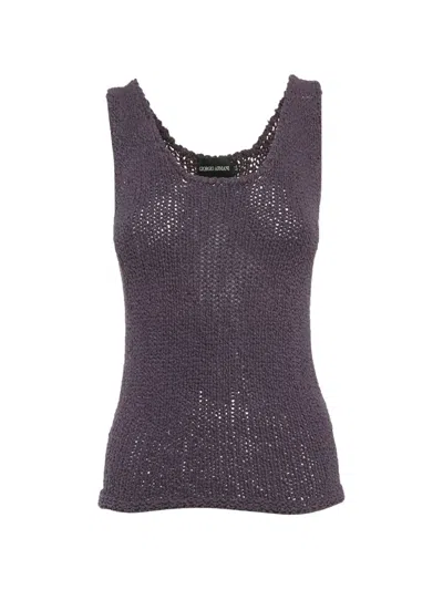 Pre-owned Giorgio Armani Open-knit Tank Top In Purple