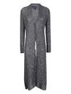 Giorgio Armani Longline Textured Knit Cardigan With Metallic Finish In Gray