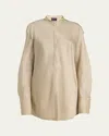 Giorgio Armani Organdy Button Down Blouse In Biege