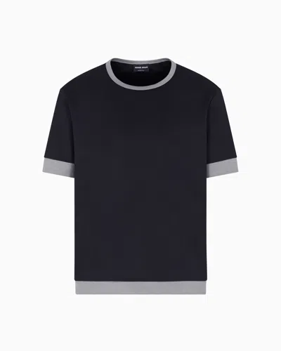 Giorgio Armani T-shirt À Col Ras-du-cou En Jersey De Coton Biologique In Black