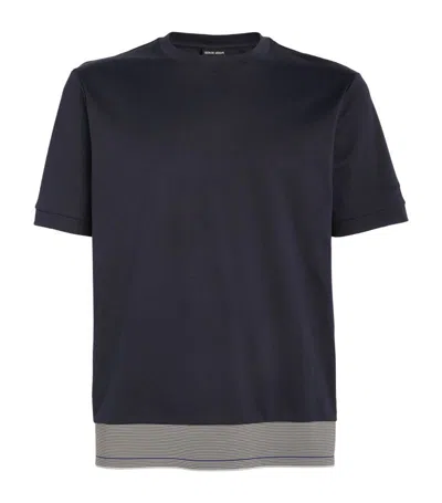 Giorgio Armani Organic Cotton T-shirt In Blue