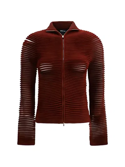Giorgio Armani Ottoman Ribbed Zip-up Cardigan In Multi