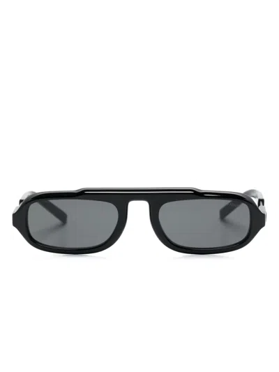 Giorgio Armani Oval-frame Sunglasses In Black