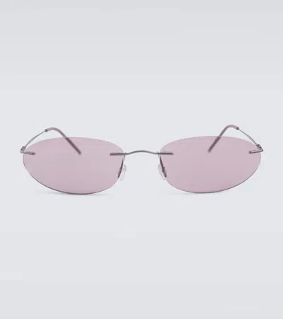 Giorgio Armani Oval Sunglasses In Metallic