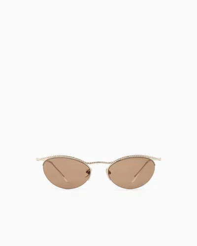 Giorgio Armani Oval Women's Sunglasses In Gold