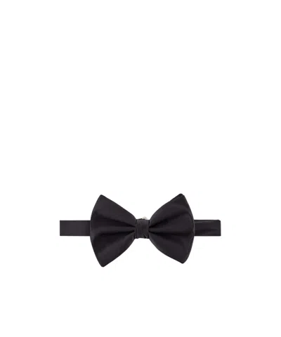Giorgio Armani Oversize Bow Satin Tie In Blue