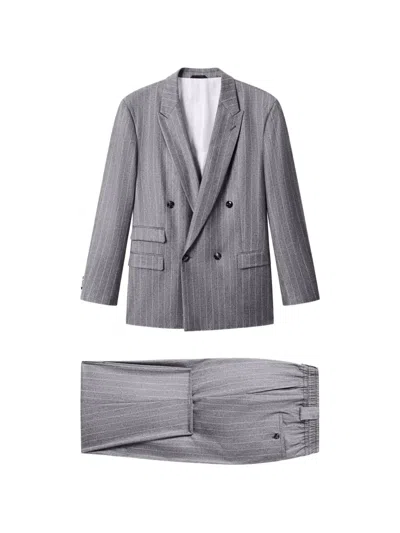 Giorgio Armani Oversized Suit Heritage In Jacquard Pinstripe Virgin Wool In Gray