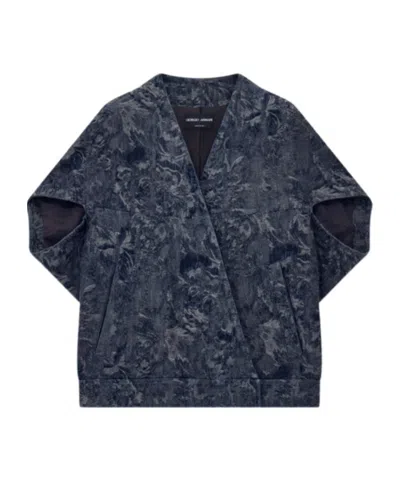 Giorgio Armani Oversized Jacket In Floral Jacquard Denim Denim Collection In Multi