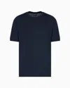 Giorgio Armani Official Store T-shirt En Interlock De Coton Avec Broderie Logo In Navy_blue