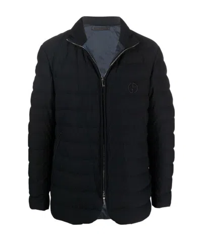 Giorgio Armani Padded Zip-up Down Jacket In Black