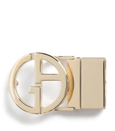 Giorgio Armani Palladium-plated Ga Logo Belt Buckle In Neutral