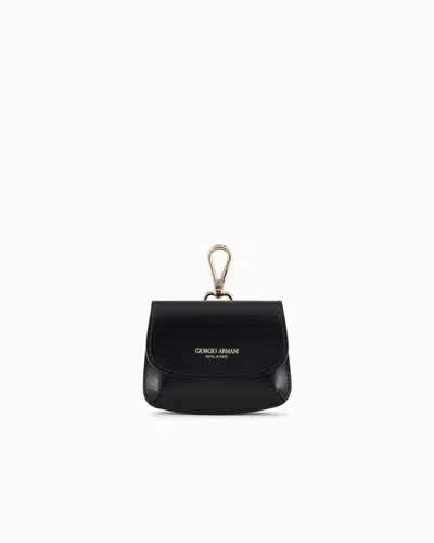 Giorgio Armani Palmellato Calfskin Mini Charm In Black