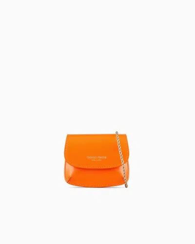 Giorgio Armani Official Store Mini La Prima Charm Handbag In Palmellato Leather In Orange