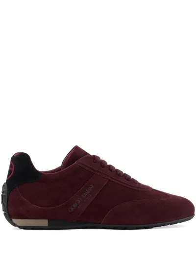 Giorgio Armani Panelled Lace-up Sneakers In Red