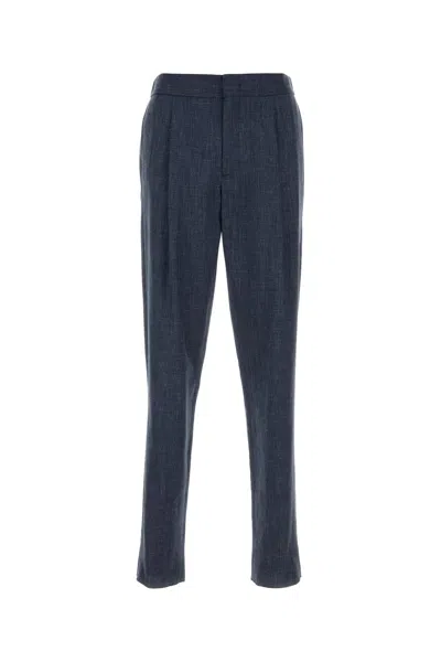GIORGIO ARMANI GIORGIO ARMANI MELANGE BLUE WOOL BLEND PANT