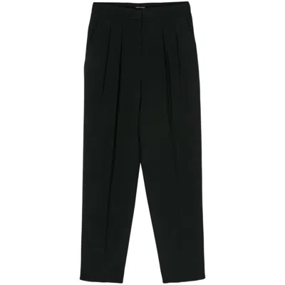 Giorgio Armani Dart-detailing Tapered Trousers In Black